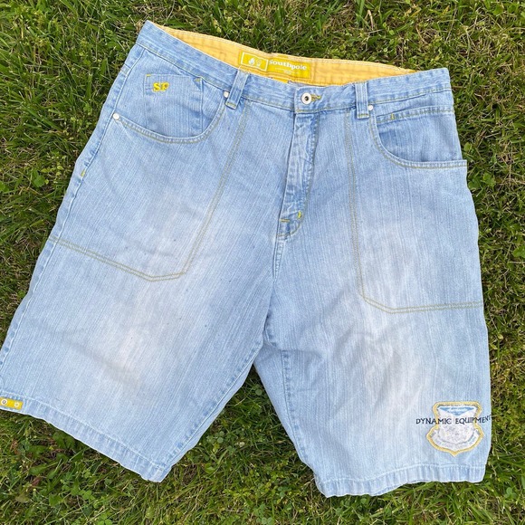 Vintage Southpole Shorts Men 36 Jorts Baggy Denim Yellow Tag Hip Hop Rap 90s Y2K - Picture 1 of 16